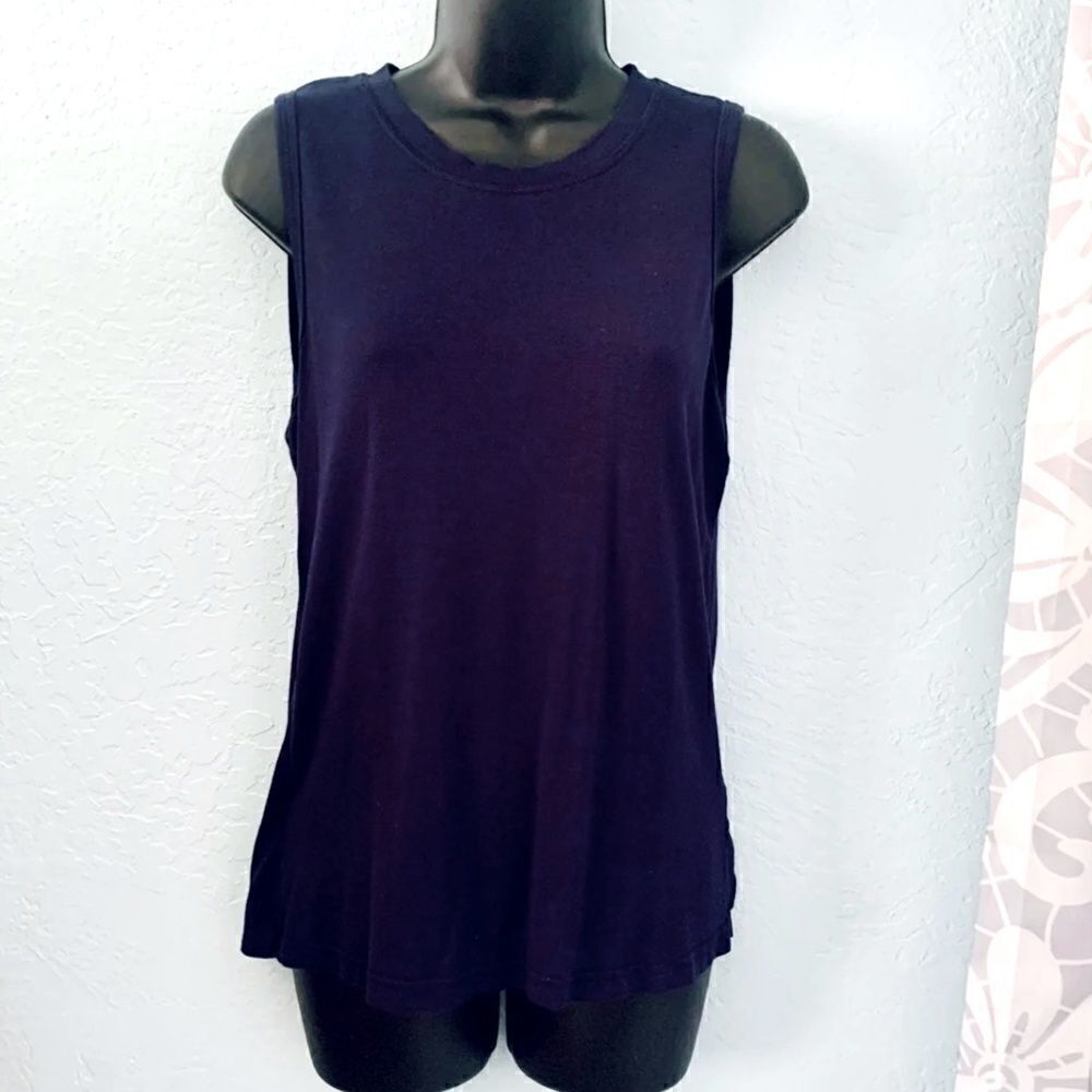 Express Navy Blue Surplice Open Back T-Shirt Tank Top Size Medium